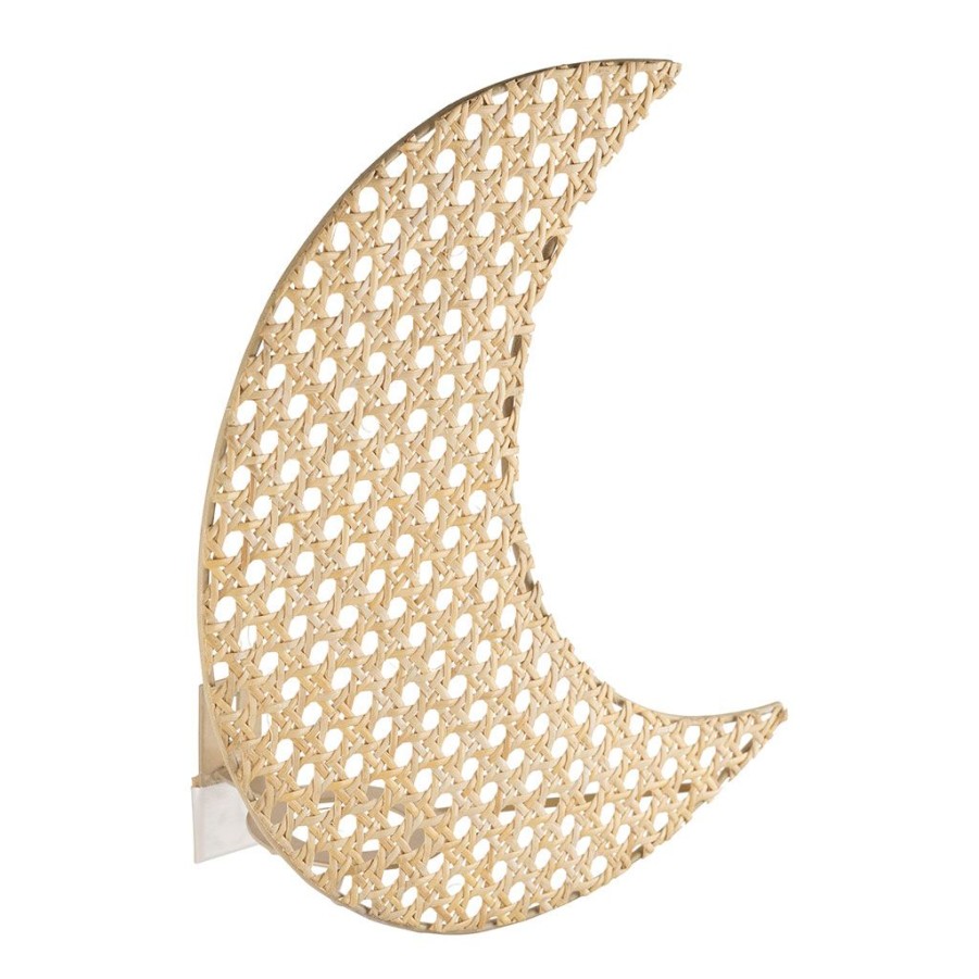 Luminaires Fabrique De Styles | Applique Lune En Rotin Et Fer Naturel H11Cm - Songes