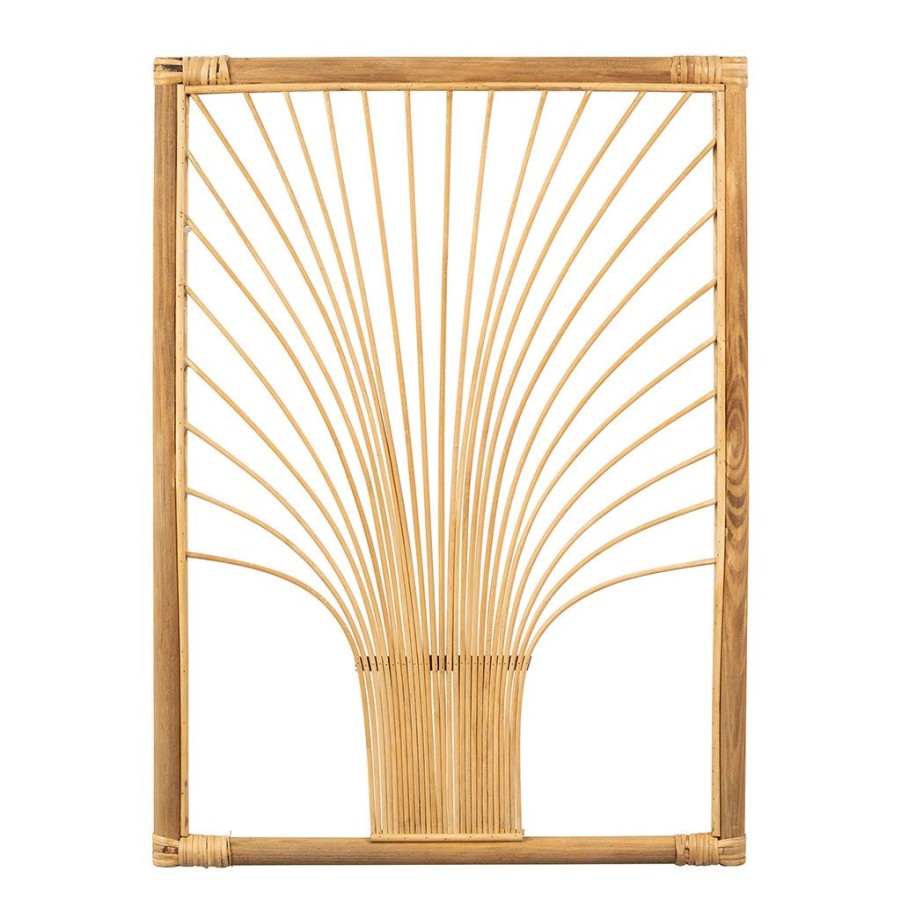 Deco Fabrique De Styles Deco A Suspendre Et Adhesive | Deco Murale Palmier En Bambou Et Rotin Naturel 43Xh57.5Cm - Flaural