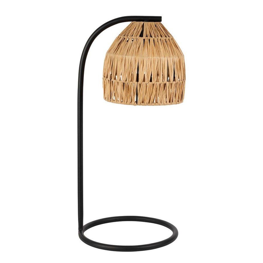 Luminaires Fabrique De Styles | Lampe En Raphia Et Fer Naturel Et Noir H50Cm - Tulum