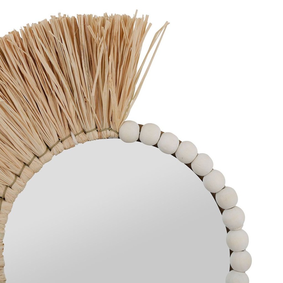 Deco Fabrique De Styles | Miroir Rond Asymetrique En Raphia - Blue Sand