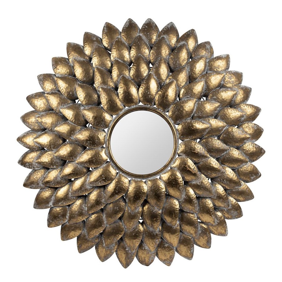 Deco Fabrique De Styles | Miroir Dahlia Dore D89Cm