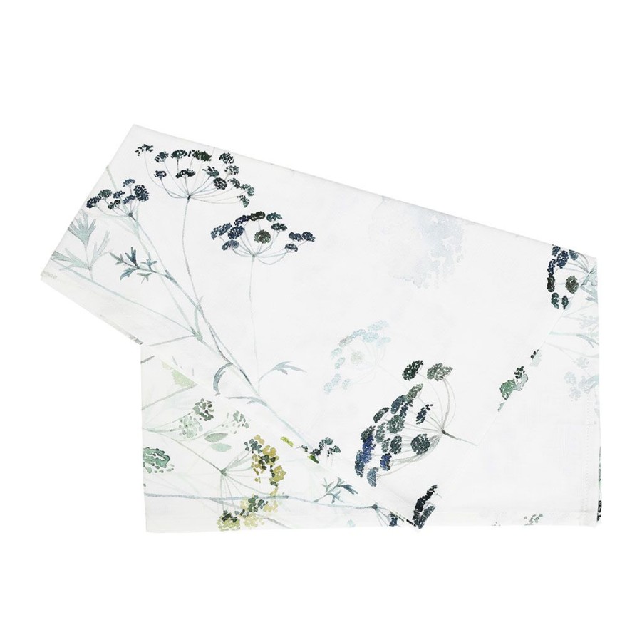 Textiles Fabrique De Styles Chemins De Table | Double Set Herbier Blanc, Vert En Coton