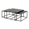 Meubles Fabrique De Styles Table Basses | Table Basse Gigogne Carree (Lot De 3) En Fer Noir - Felia