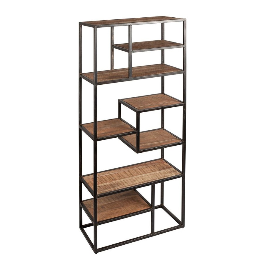 Meubles Fabrique De Styles Bibliotheques Et Etageres | Etagere En Fer Vieilli Et Bois D' Acacia H170Cm - Factory