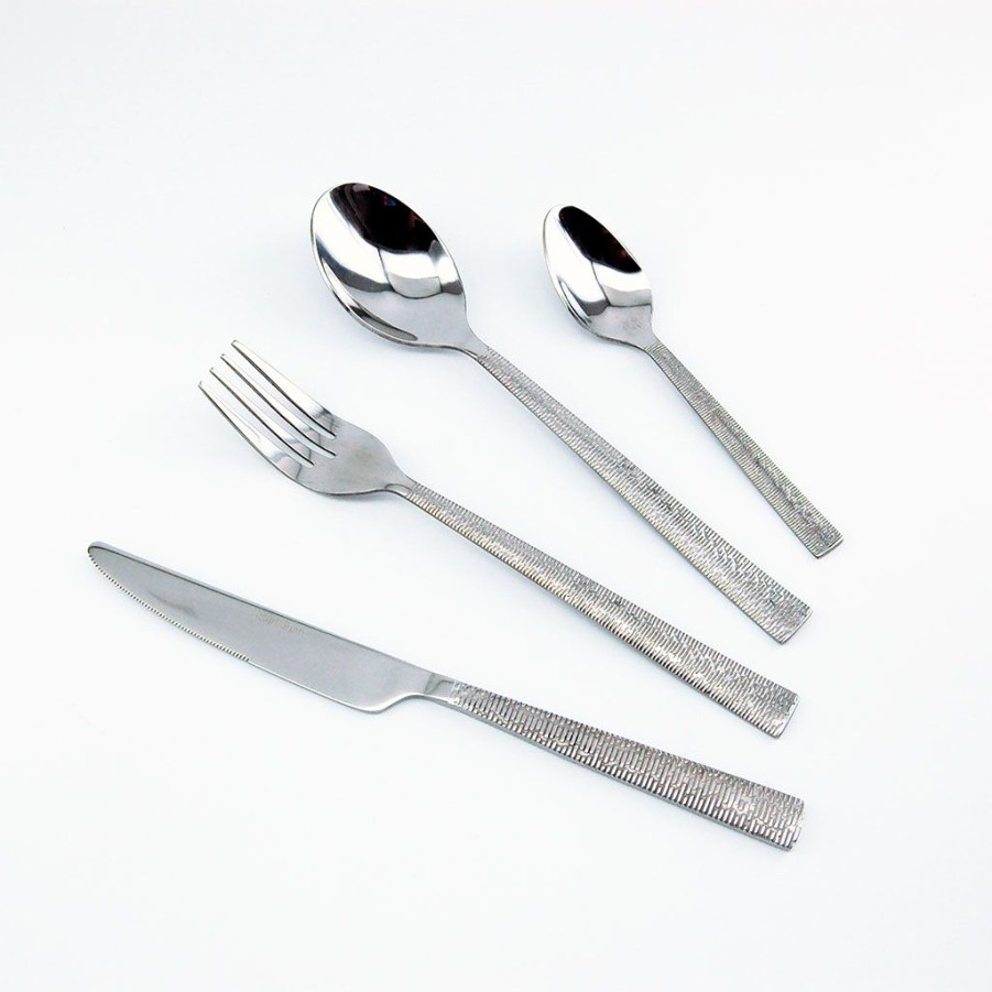 Arts De La Table Fabrique De Styles Menageres | Menagere 24 Pieces En Inox Argent - Ecorce