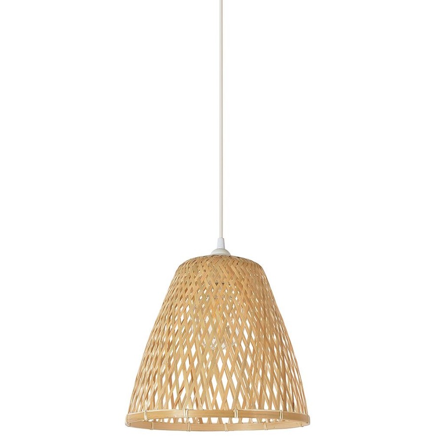 Luminaires Fabrique De Styles | Suspension En Bambou L30Cm Naturel - Conique