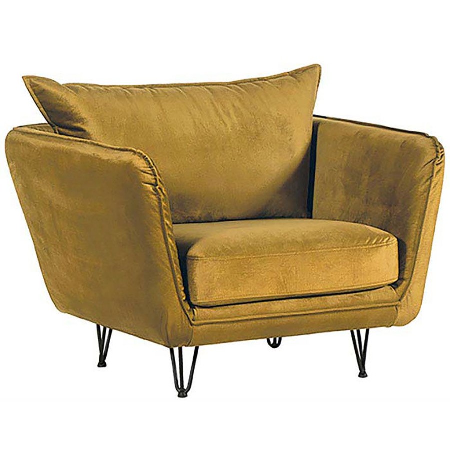 Meubles Fabrique De Styles Fauteuils | Fauteuil Club Tissu Ocre - Harry