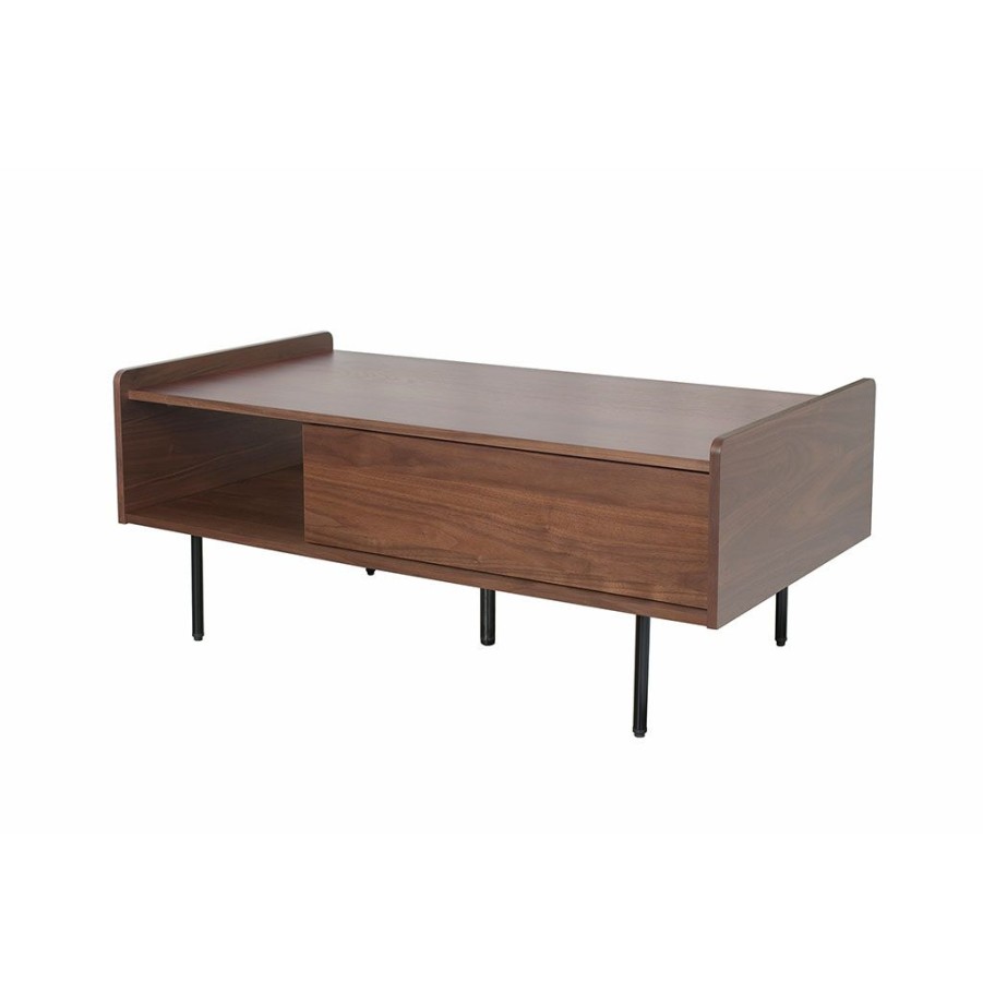 Meubles Fabrique De Styles Table Basses | Table Basse Rectangulaire En Placage Noyer Marron - Gino