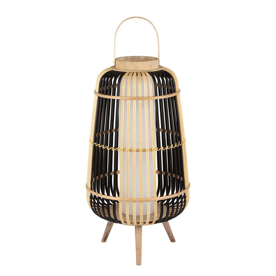 Luminaires Fabrique De Styles | Lampe Lanterne Sur Pied Cordey Naturel Noir D35Cm