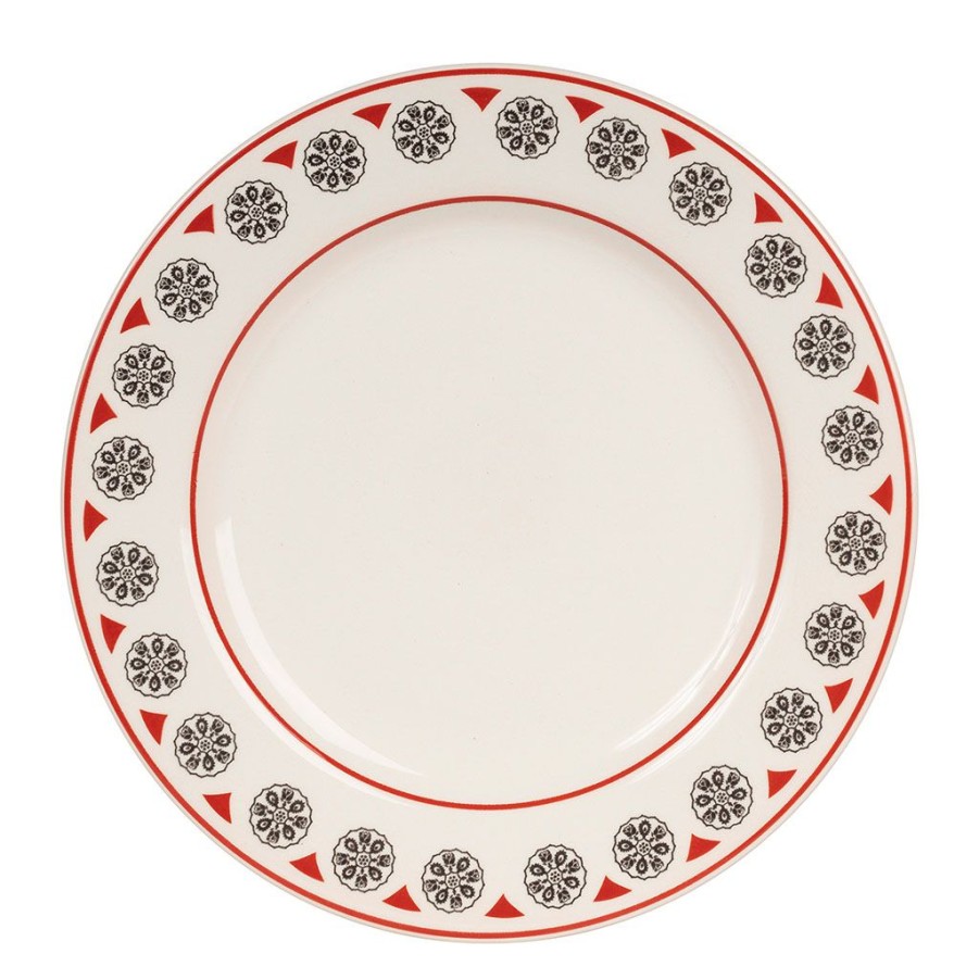 Arts De La Table Fabrique De Styles Assiettes | Assiette Plate En Faience Gris Et Rouge D27Cm - Rosette