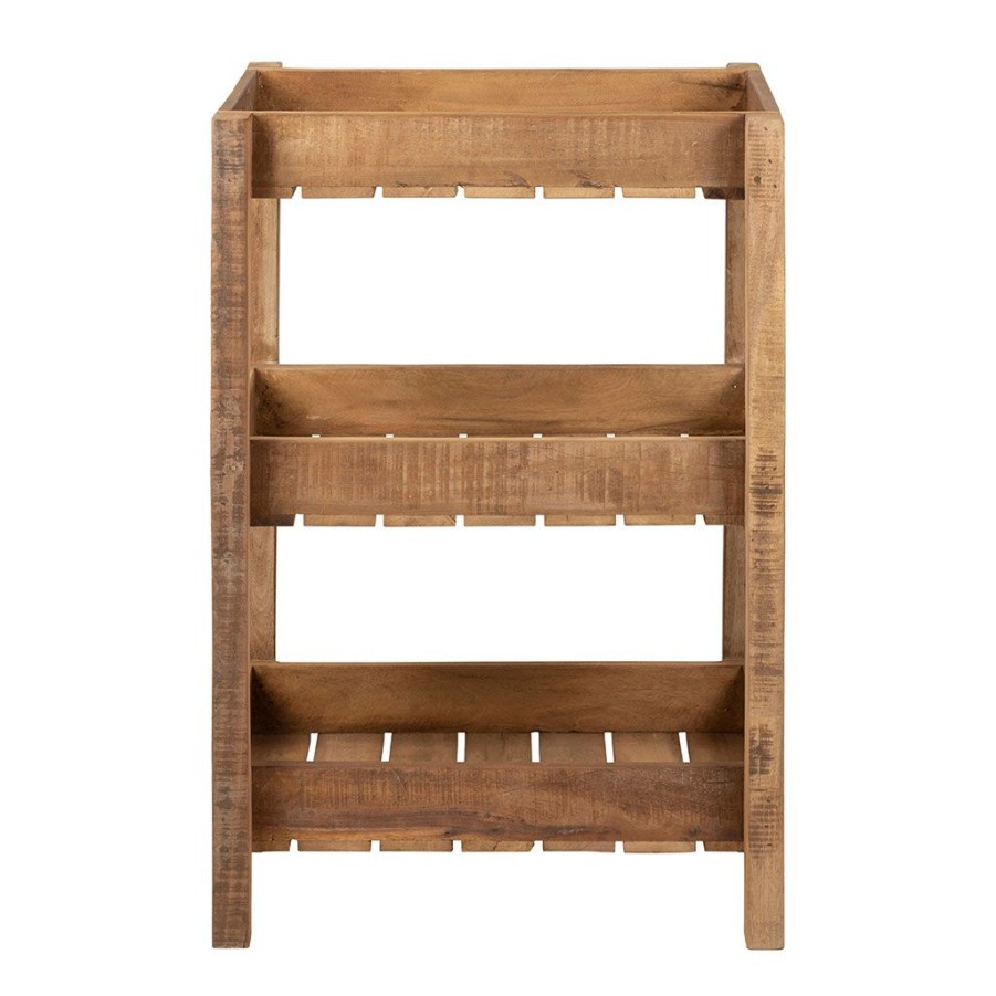 Meubles Fabrique De Styles Bibliotheques Et Etageres | Desserte 3 Niveaux En Bois Recycle Naturel H70Cm - Campagne