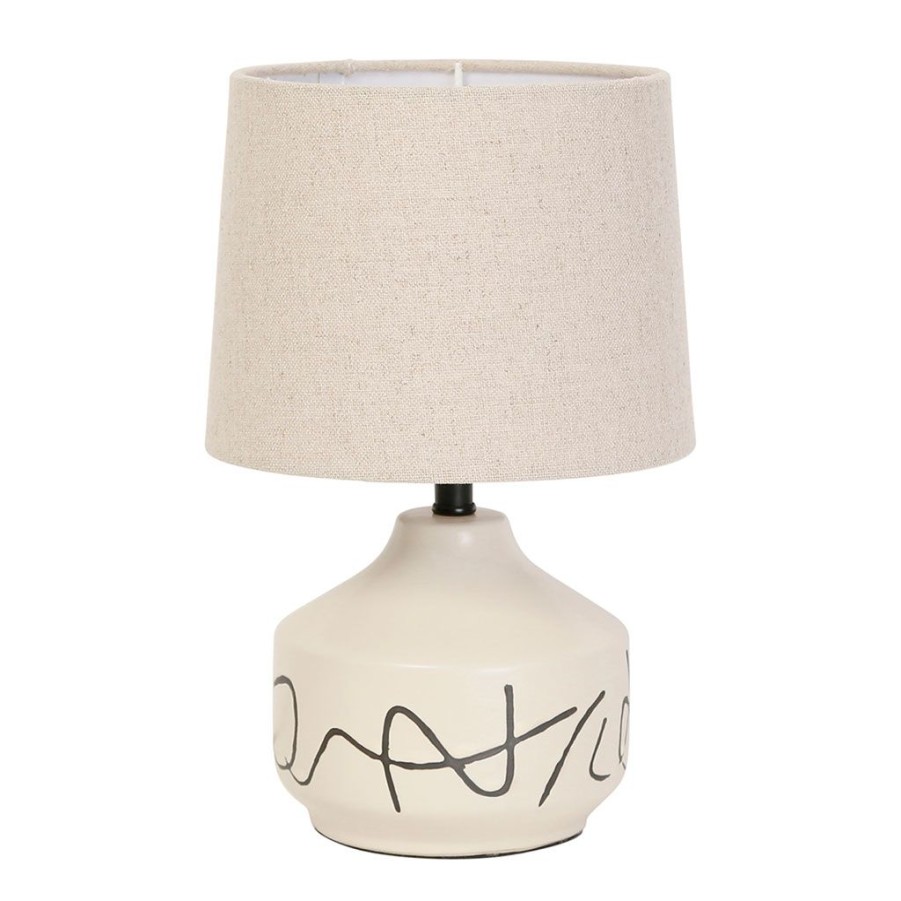 Luminaires Fabrique De Styles | Lampe En Porcelaine Et Lin H33Cm Beige - Visionnary