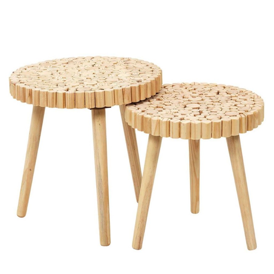 Meubles Fabrique De Styles Table Basses | Tables Gigogne (Lot De 2) En Bois De Pin - Rubin