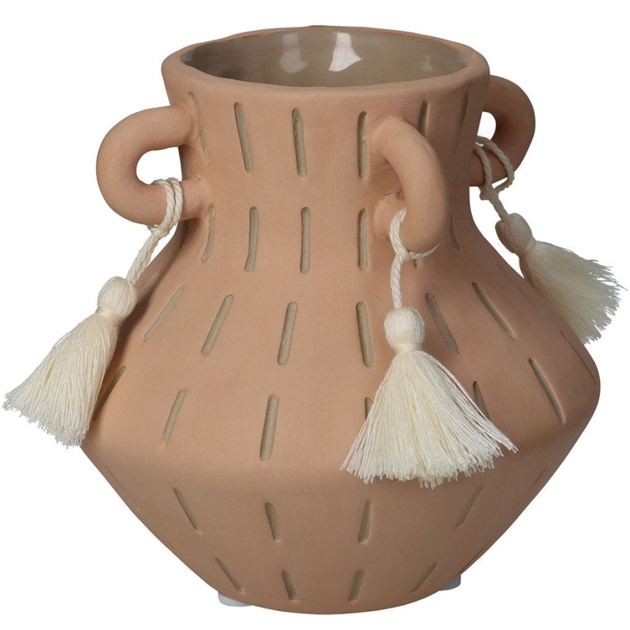 Deco Fabrique De Styles Vases Et Soliflores | Vase En Faience Fine Beige D12.2Xh12Cm