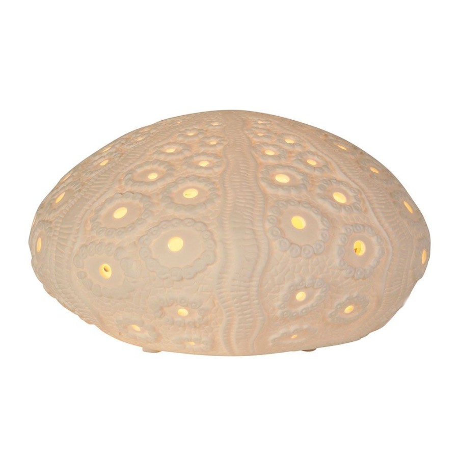 Luminaires Fabrique De Styles | Lampe Galet Shell Blanche En Porcelaine