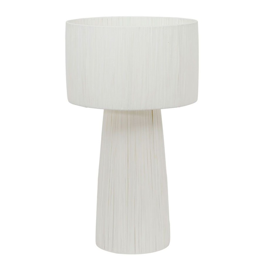 Luminaires Fabrique De Styles | Lampe En Raphia Et Fer Blanc H53Cm - Sienne