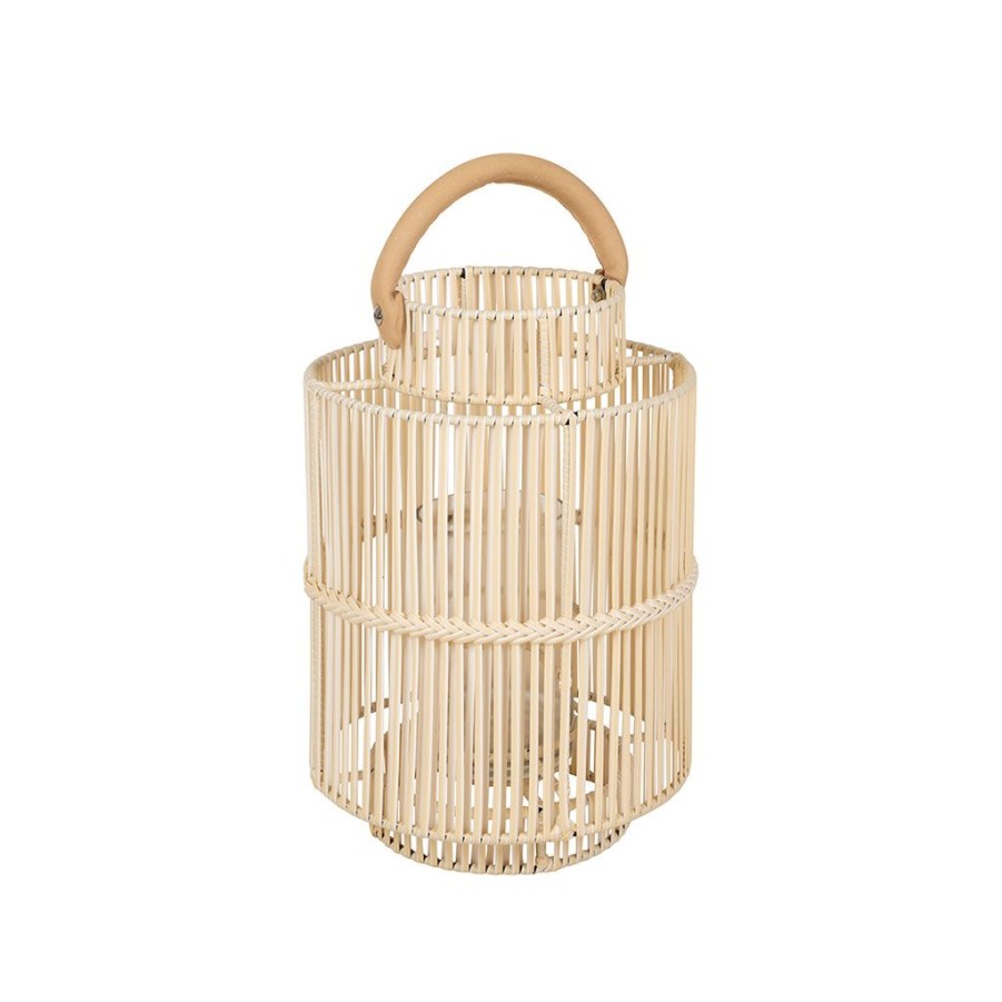 Deco Fabrique De Styles Photophores&Bougeoirs Et Lanternes | Lanterne En Fer Et Osier Blanc H45Cm - Pasil