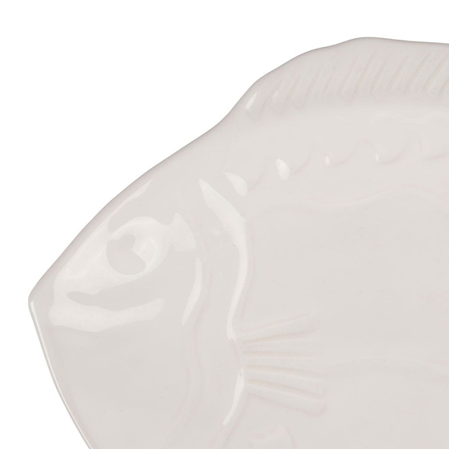 Arts De La Table Fabrique De Styles Plats Et Saladiers | Plat Blanc 33.5X25Cm En Faience - Poisson