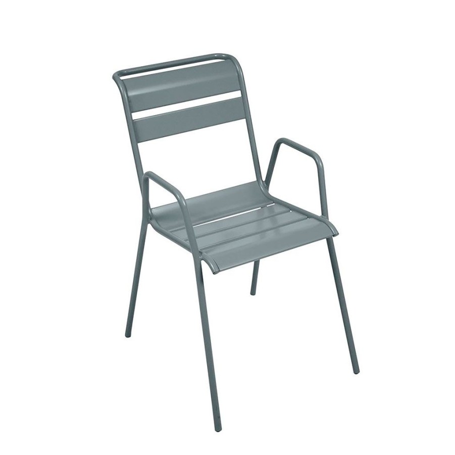 Jardin Fabrique De Styles Chaises&Fauteuils | Chaise Bridge D'Exterieur En Acier Gris Orage - Monceau