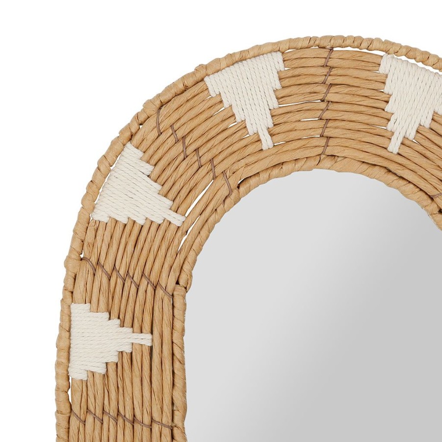 Deco Fabrique De Styles | Miroir Ovale En Corde Et Coton Naturel Et Blanc 31X42Cm - Terre Brulee