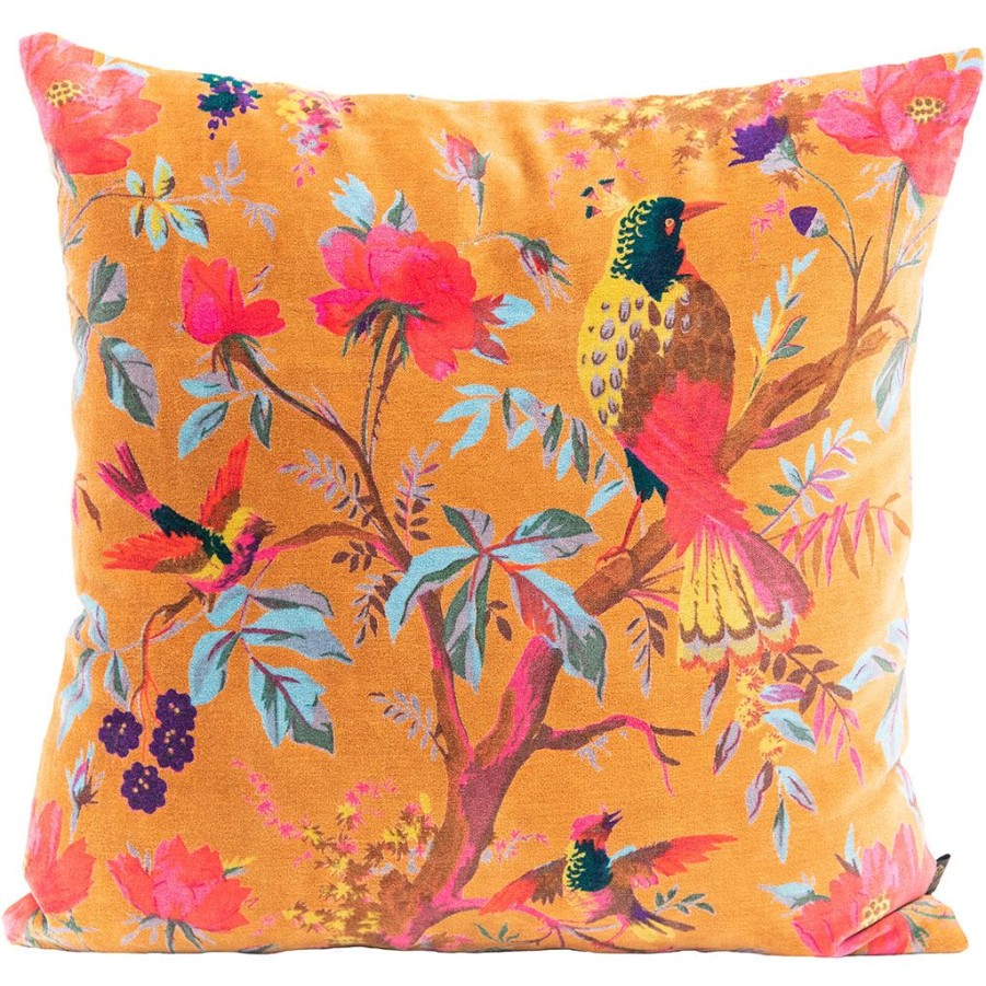 Textiles Fabrique De Styles | Coussin Birdy Caramel 45X45Cm En Velour