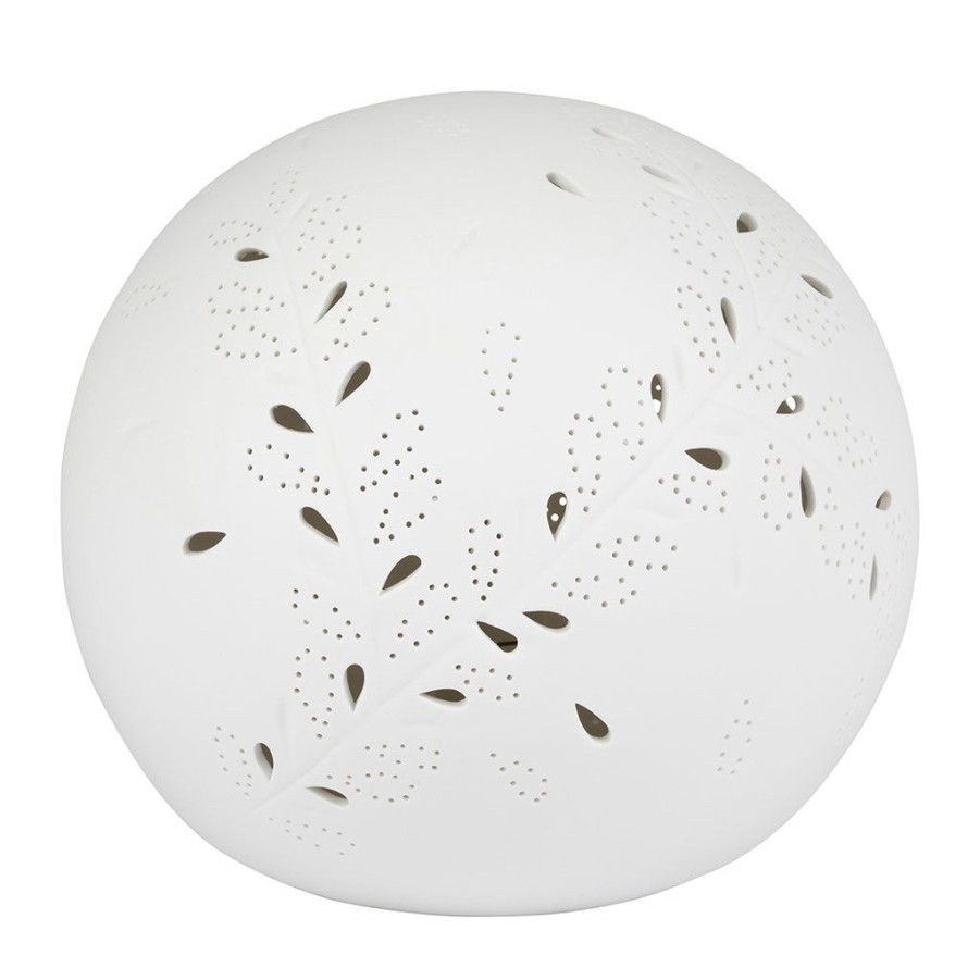 Luminaires Fabrique De Styles | Lampe Boule En Porcelaine Blanc - Lierre