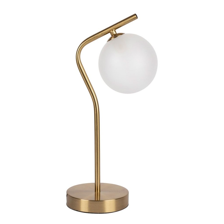 Luminaires Fabrique De Styles | Lampe En Fer Et Verre Dore Et Blanc H37.5Cm - Ardecor