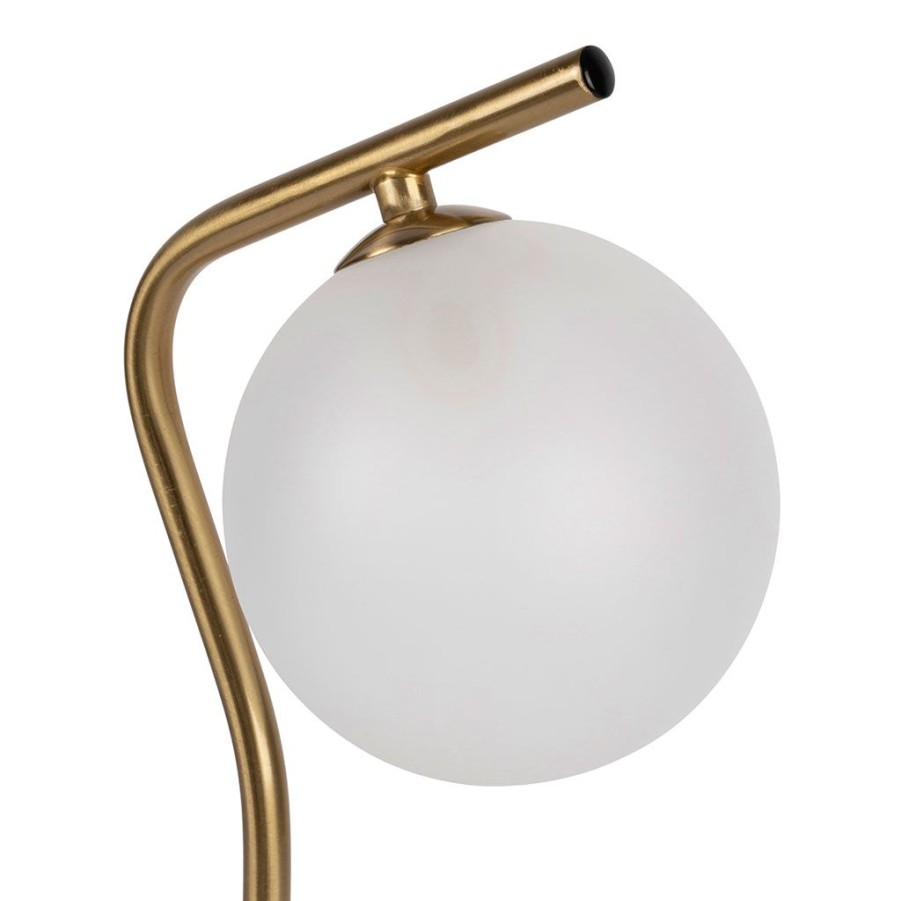 Luminaires Fabrique De Styles | Lampe En Fer Et Verre Dore Et Blanc H37.5Cm - Ardecor