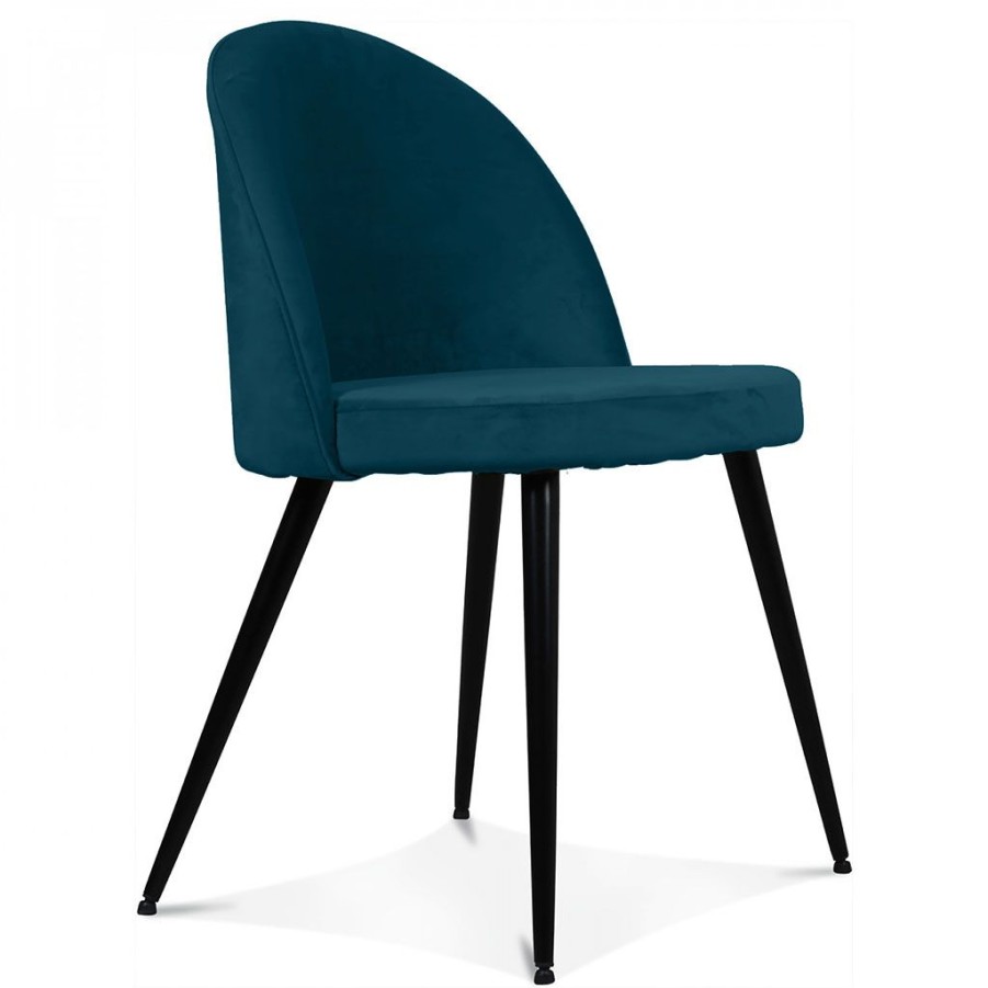 Meubles Fabrique De Styles Chaises | Chaise Salle A Manger En Velours Bleu Canard - Ingrid