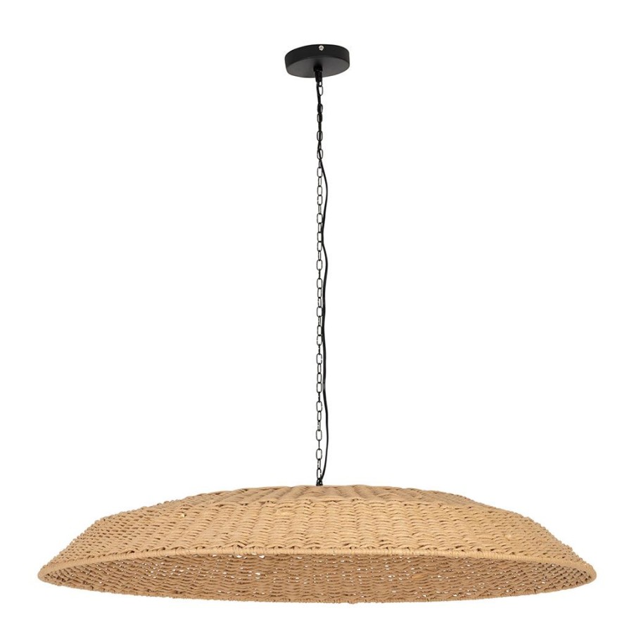 Luminaires Fabrique De Styles | Suspension En Fer Et Papier D101X15Cm Naturel - Seguia