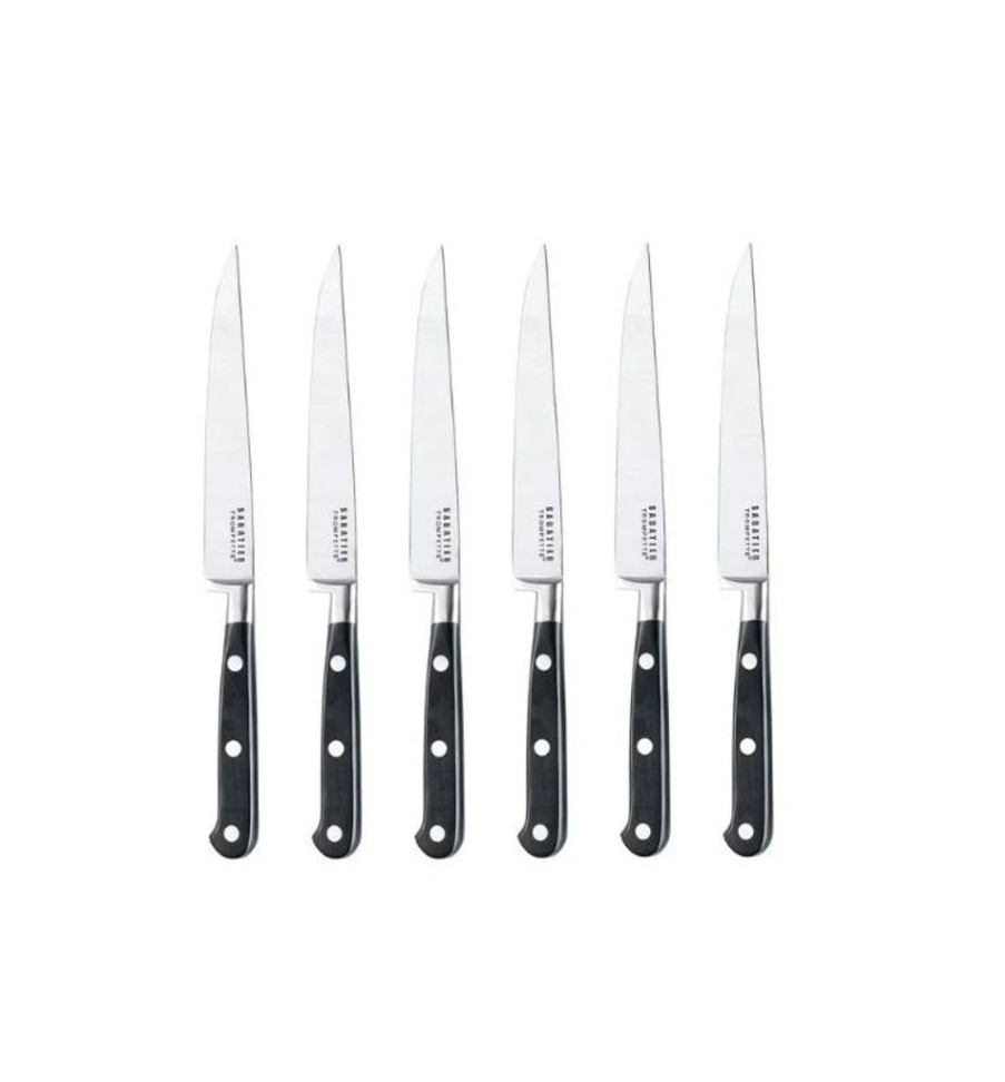 Arts De La Table Fabrique De Styles Couteaux De Cuisine | Coffret 6 Couteaux A Steaks Lame Acier Lisse - Sabatier Trompette