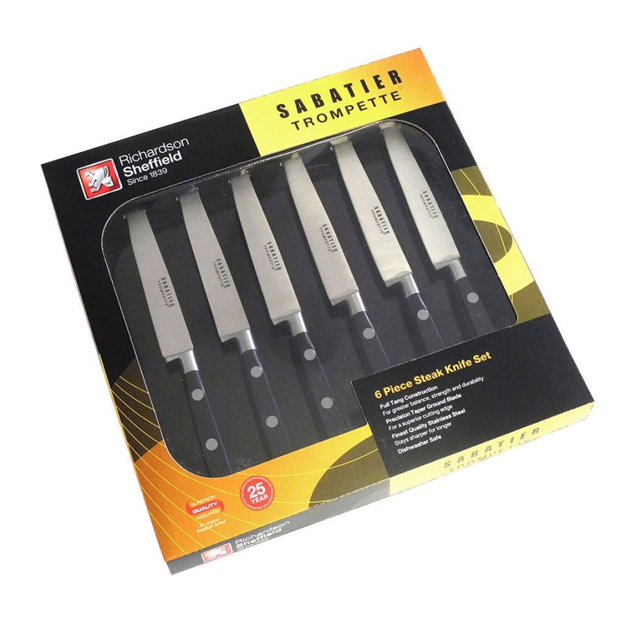 Arts De La Table Fabrique De Styles Couteaux De Cuisine | Coffret 6 Couteaux A Steaks Lame Acier Lisse - Sabatier Trompette