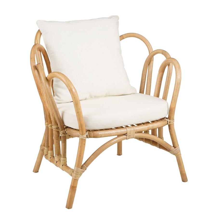 Jardin Fabrique De Styles Chaises&Fauteuils | Fauteuil En Rotin Avec Coussin Blanc - Sherbrooke