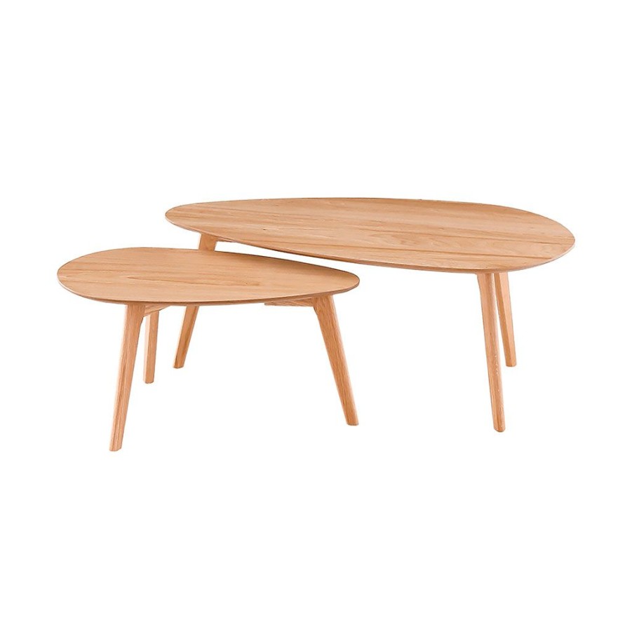 Meubles Fabrique De Styles Table Basses | Lot De 2 Table Basse En Chene Naturel - Becka