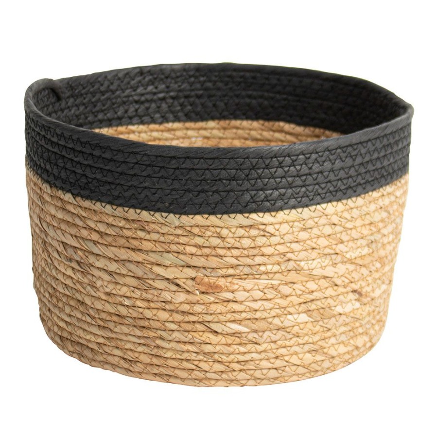 Deco Fabrique De Styles Paniers Et Corbeilles | Panier De Rangement En Jute D30Xh18Cm Noir