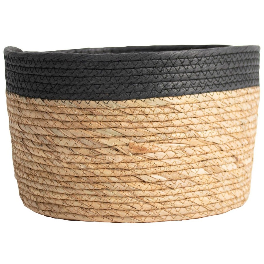 Deco Fabrique De Styles Paniers Et Corbeilles | Panier De Rangement En Jute D30Xh18Cm Noir