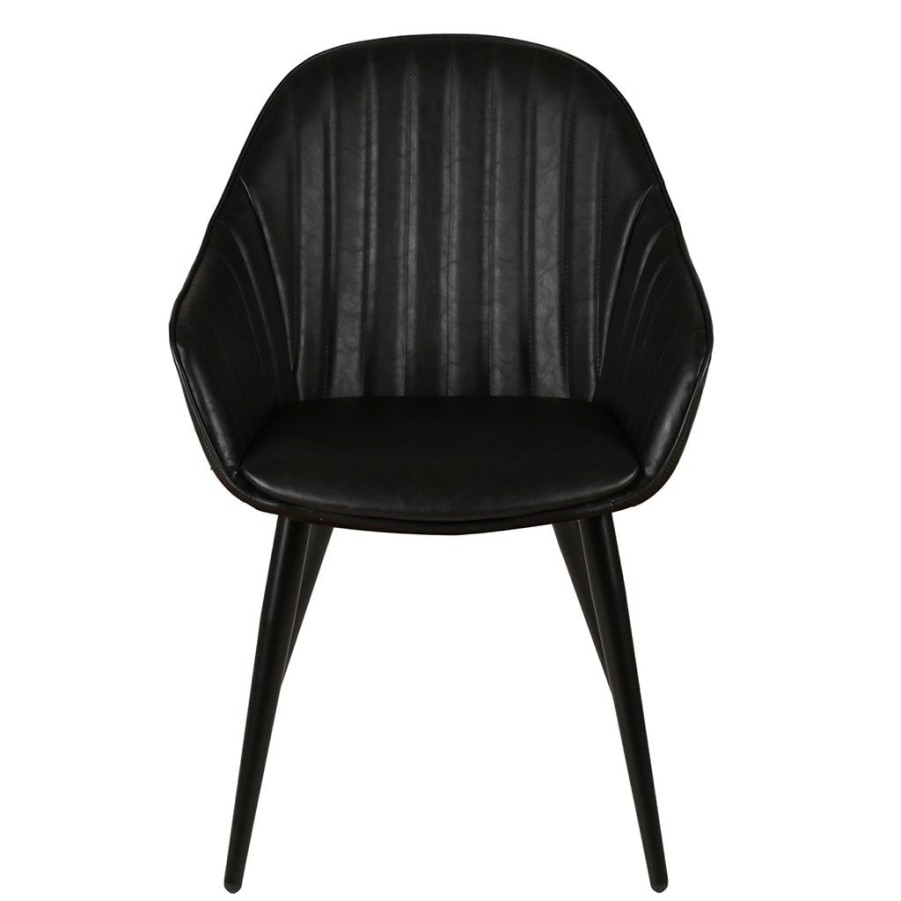 Meubles Fabrique De Styles Chaises | Fauteuil De Salle A Manger Effet Cuir Noir - Ben