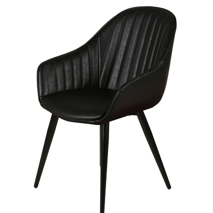 Meubles Fabrique De Styles Chaises | Fauteuil De Salle A Manger Effet Cuir Noir - Ben