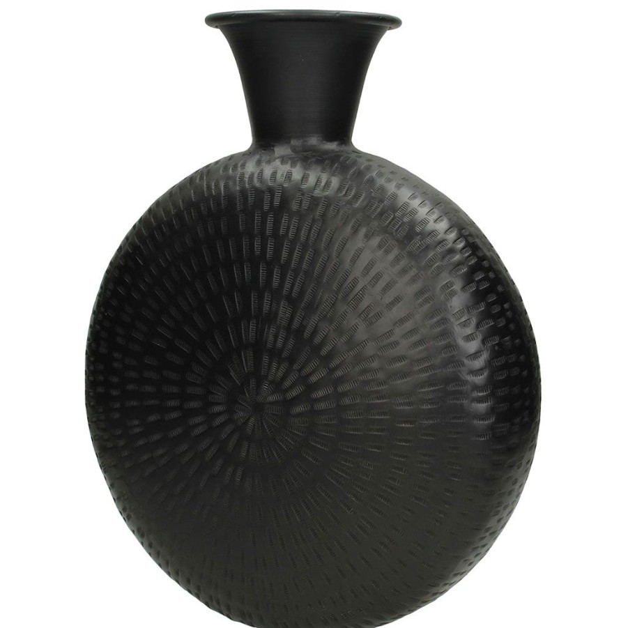 Deco Fabrique De Styles Vases Et Soliflores | Vase En Metal Noir D29H36Cm