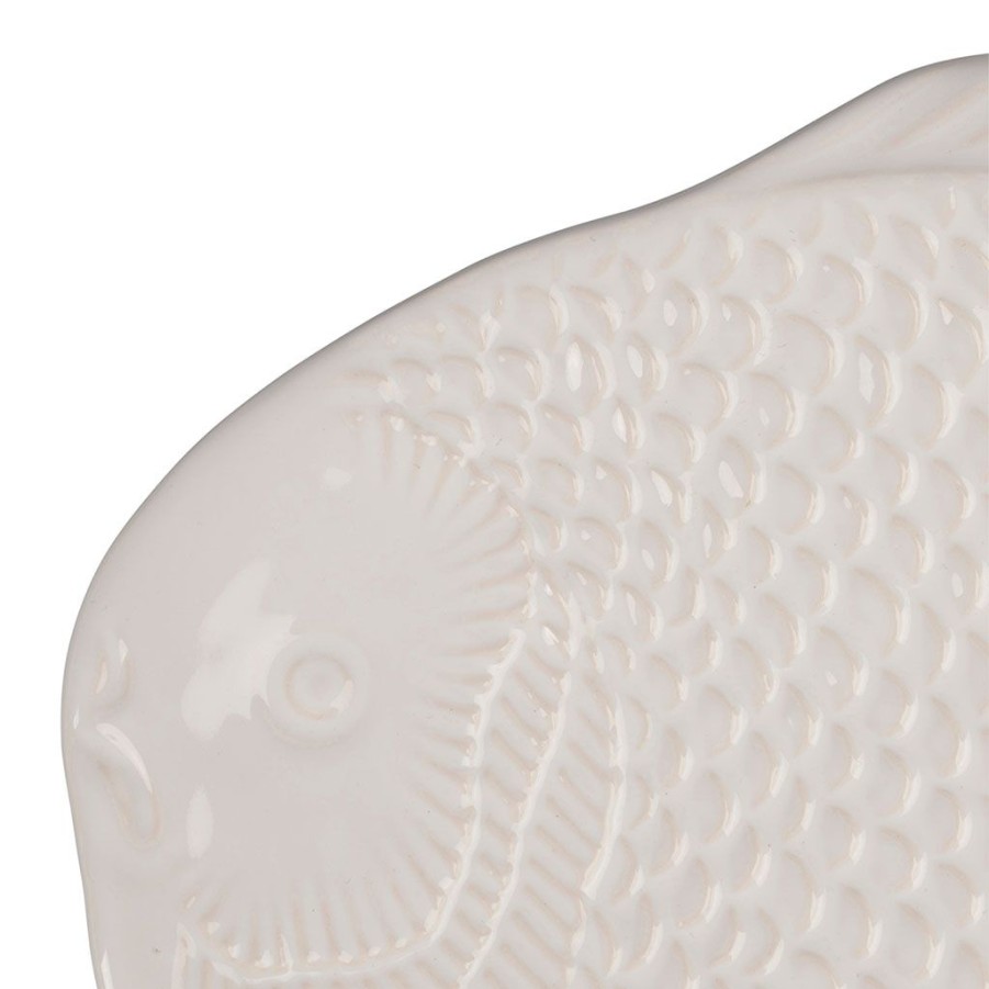 Arts De La Table Fabrique De Styles Plats Et Saladiers | Plat Blanc 29.5X21.5Cm En Faience - Poisson