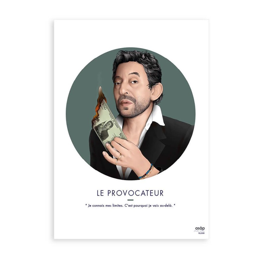 Deco Fabrique De Styles Cadres Deco Et Affiches | Affiche Le Provocateur - Serge Gainsbourg Vert - 30X40Cm