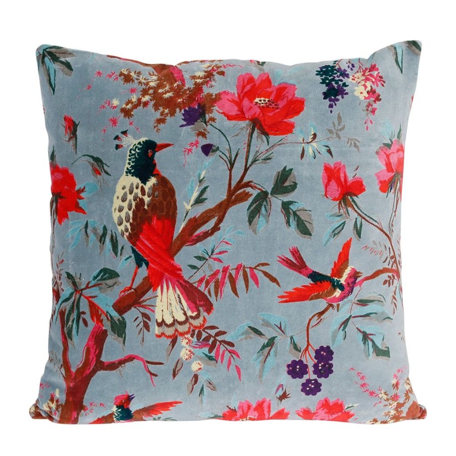 Textiles Fabrique De Styles | Coussin En Velours Et Coton Jade 45X45Cm - Birdy