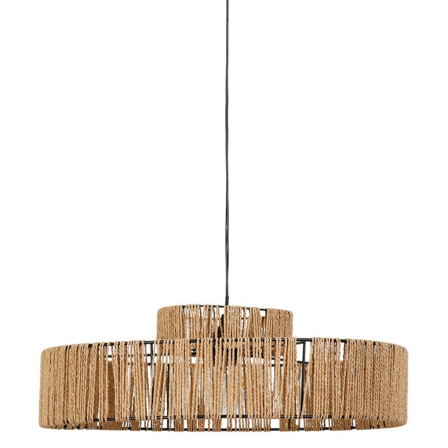 Luminaires Fabrique De Styles | Suspension Naturel En Fer Et Corde De Papier D55Cm - Calyp