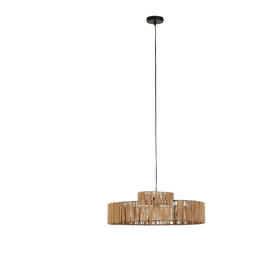 Luminaires Fabrique De Styles | Suspension Naturel En Fer Et Corde De Papier D55Cm - Calyp