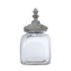 Deco Fabrique De Styles Bonbonnieres&Cloches Et Coupes | Bocal Ernestine Gris Antique En Verre Et Resine - H29Cm