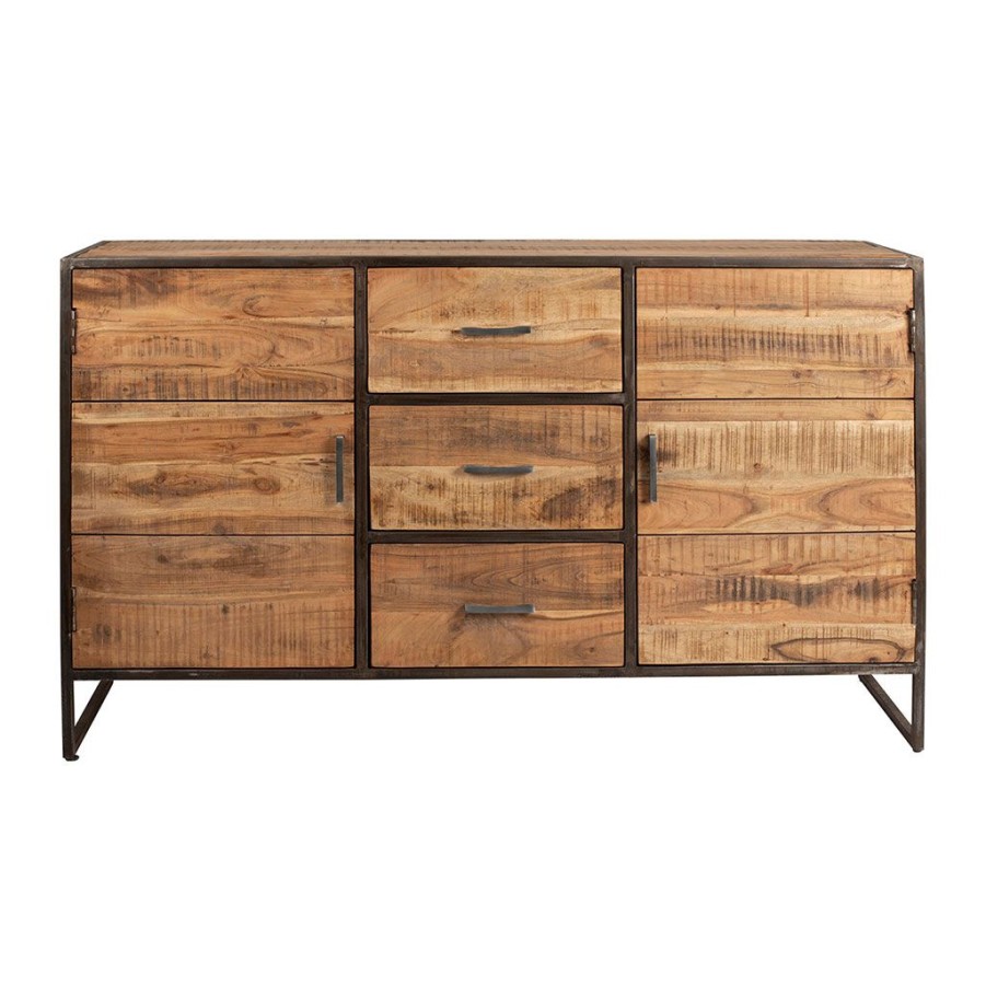 Meubles Fabrique De Styles Buffets Et Vitrines | Bahut En Acacia Et Fer Noir L150Cm - Factory