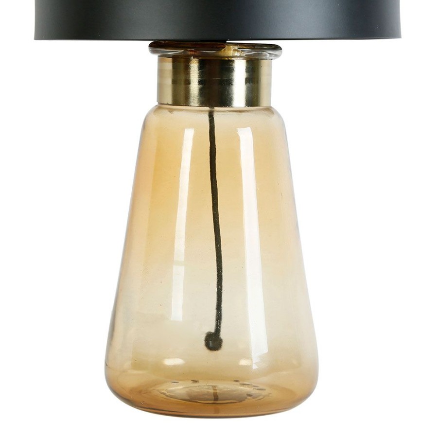 Luminaires Fabrique De Styles | Lampe D'Ambiance En Fer H44Cm Noir Et Verre - Champart