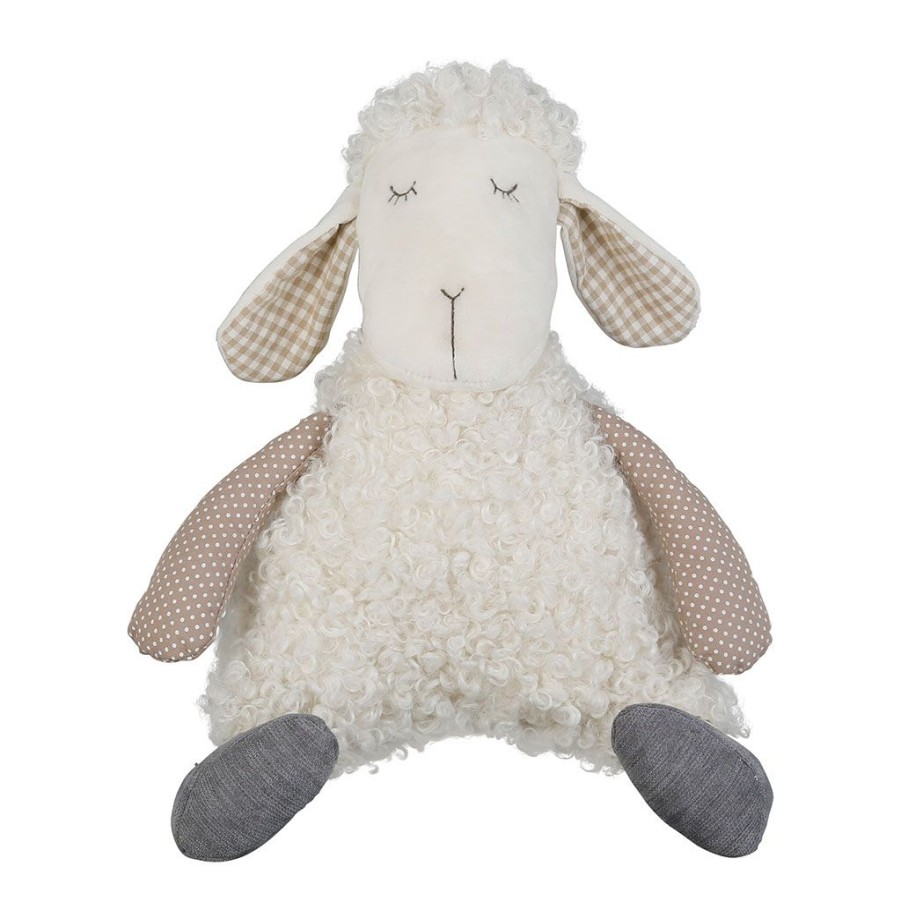 Coin Des Petits Fabrique De Styles | Peluche Brebis Shaggy Blanc 28X14Xh30Cm En Polyester Et Coton