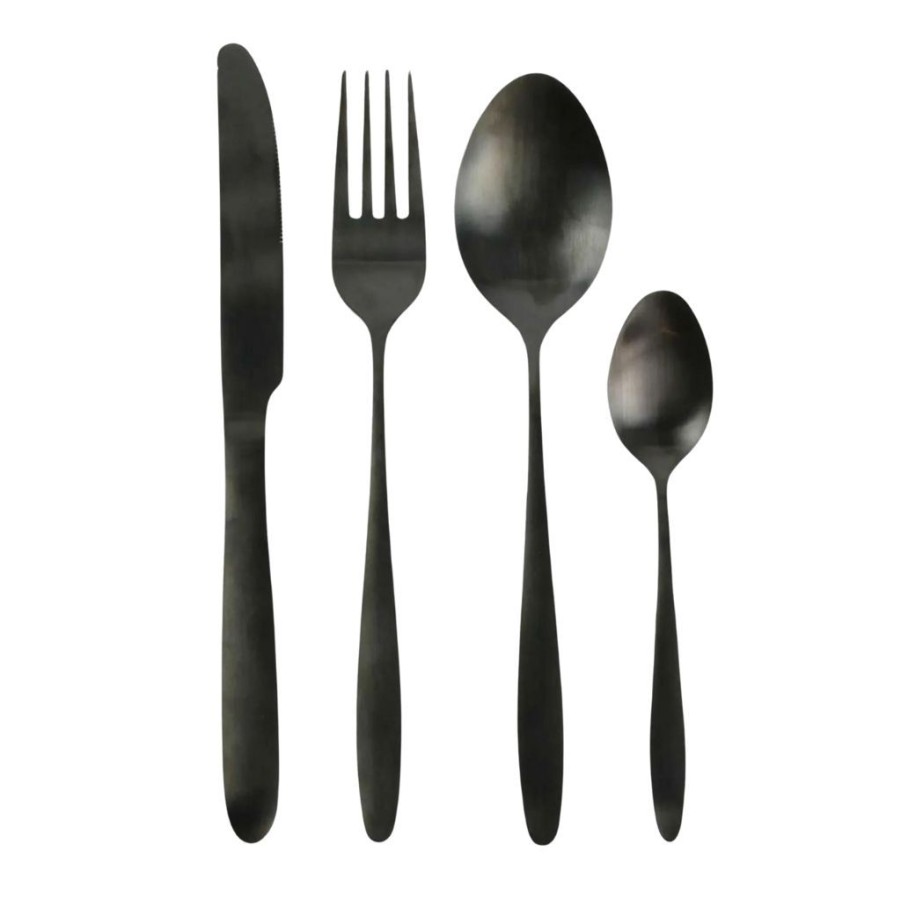 Arts De La Table Fabrique De Styles Menageres | Menagere 16 Pieces Noir En Acier Inoxydable