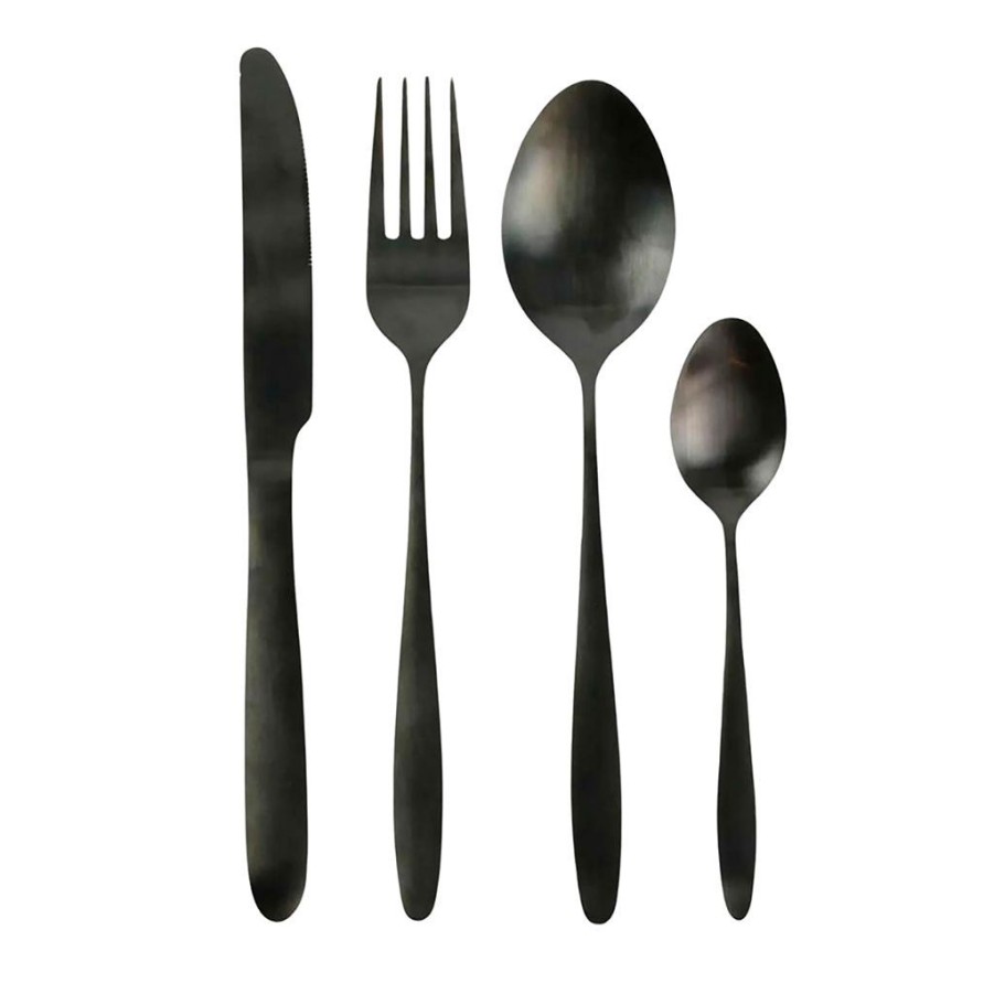 Arts De La Table Fabrique De Styles Menageres | Menagere 16 Pieces Noir En Acier Inoxydable